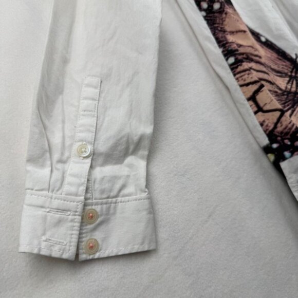 Maeve Anthropologie White Button Down Poplin Tunic Dress Butterfly Print XXS - Picture 10 of 10